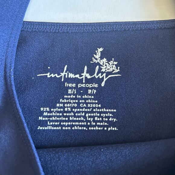 NWT Free People Intimately Womens Scoop Neck Navy Blue Stretch Crop Top XS/S - Picture 7 of 14